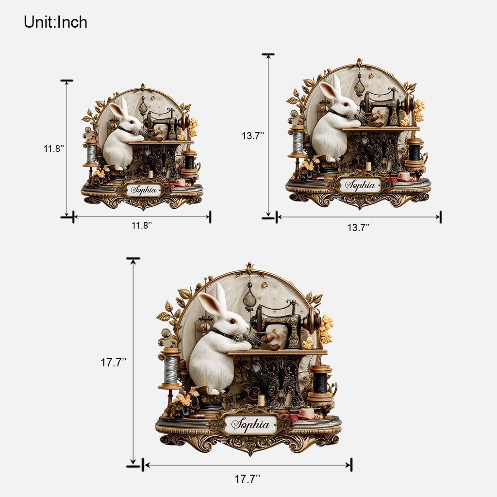 Rabbit Woman Cave Sewing - Personalized Sewing Custom Shaped Wood Sign