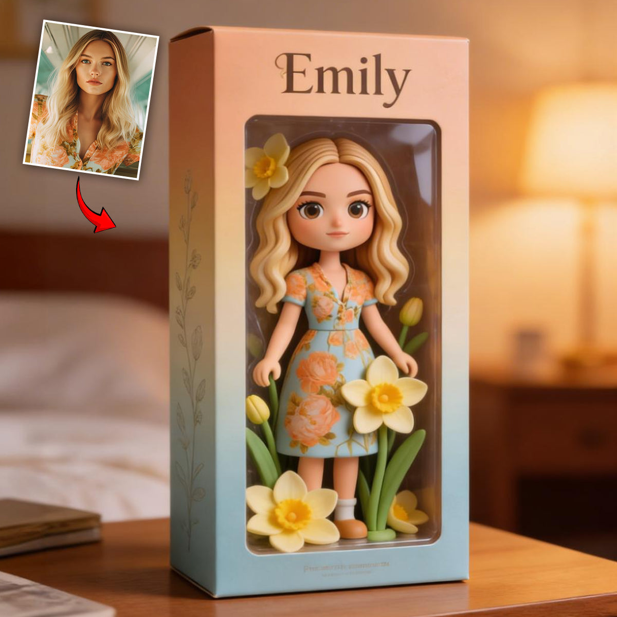 Individuell gestaltete Geburtsblume mit Foto – Personalisierte Acrylplakette in individueller Form zur Selbstliebe