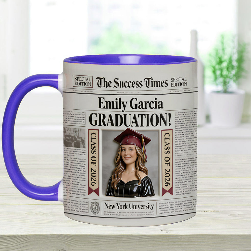 The Success Times – Personalisierte Abschluss-Tasse mit Akzent