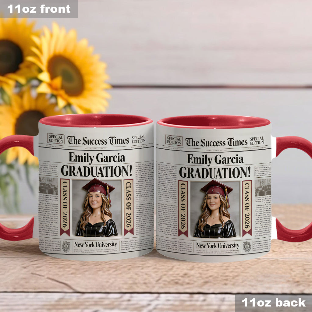 The Success Times – Personalisierte Abschluss-Tasse mit Akzent