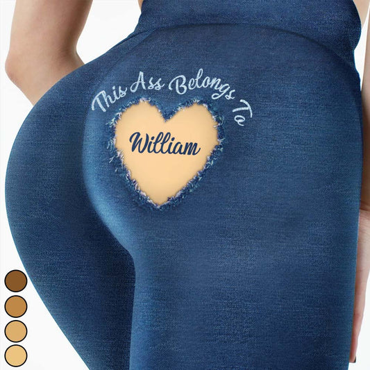 This Ass Belongs To Gift For Wife Or Girlfriend - Personalized Couple Leggings