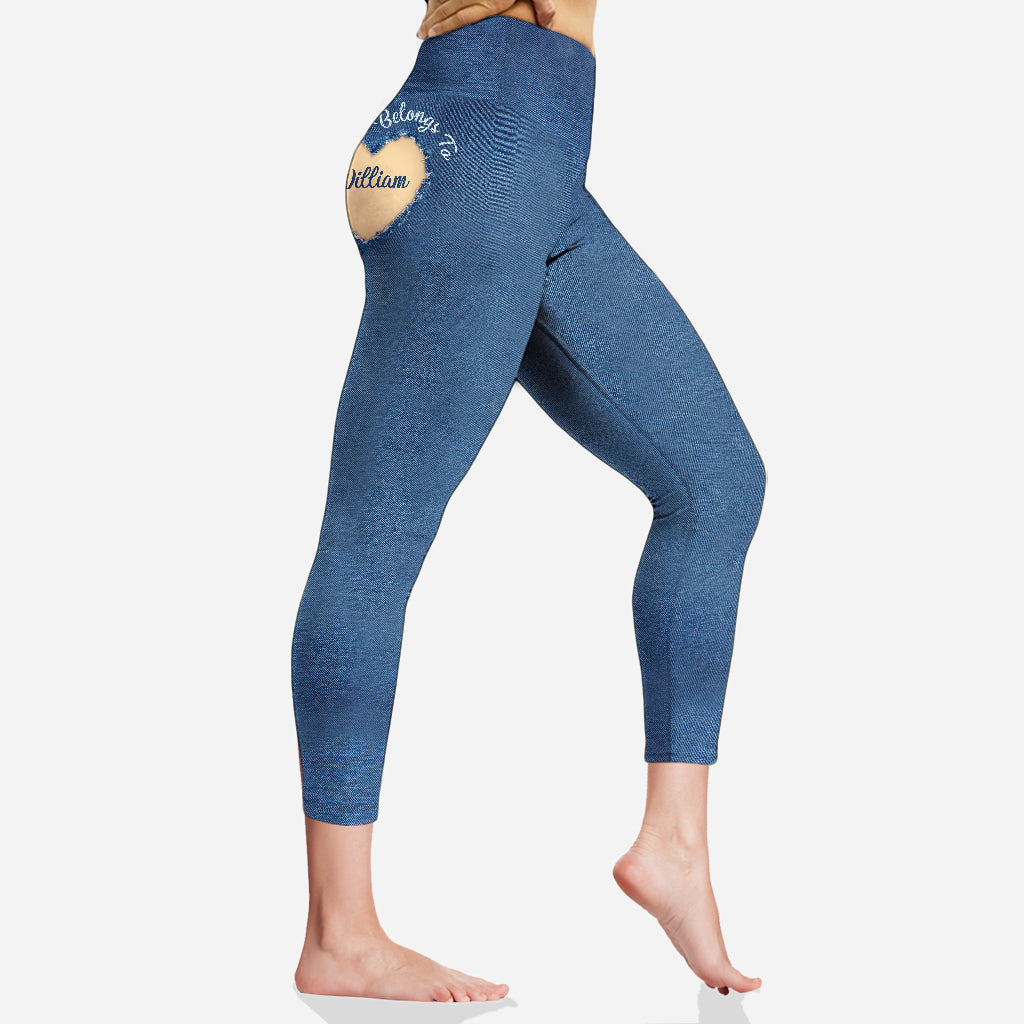 This Ass Belongs To Gift For Wife Or Girlfriend - Personalized Couple Leggings