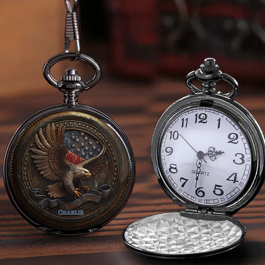 Proud To Be American - Personalized Bald Eagle Pocket Watch