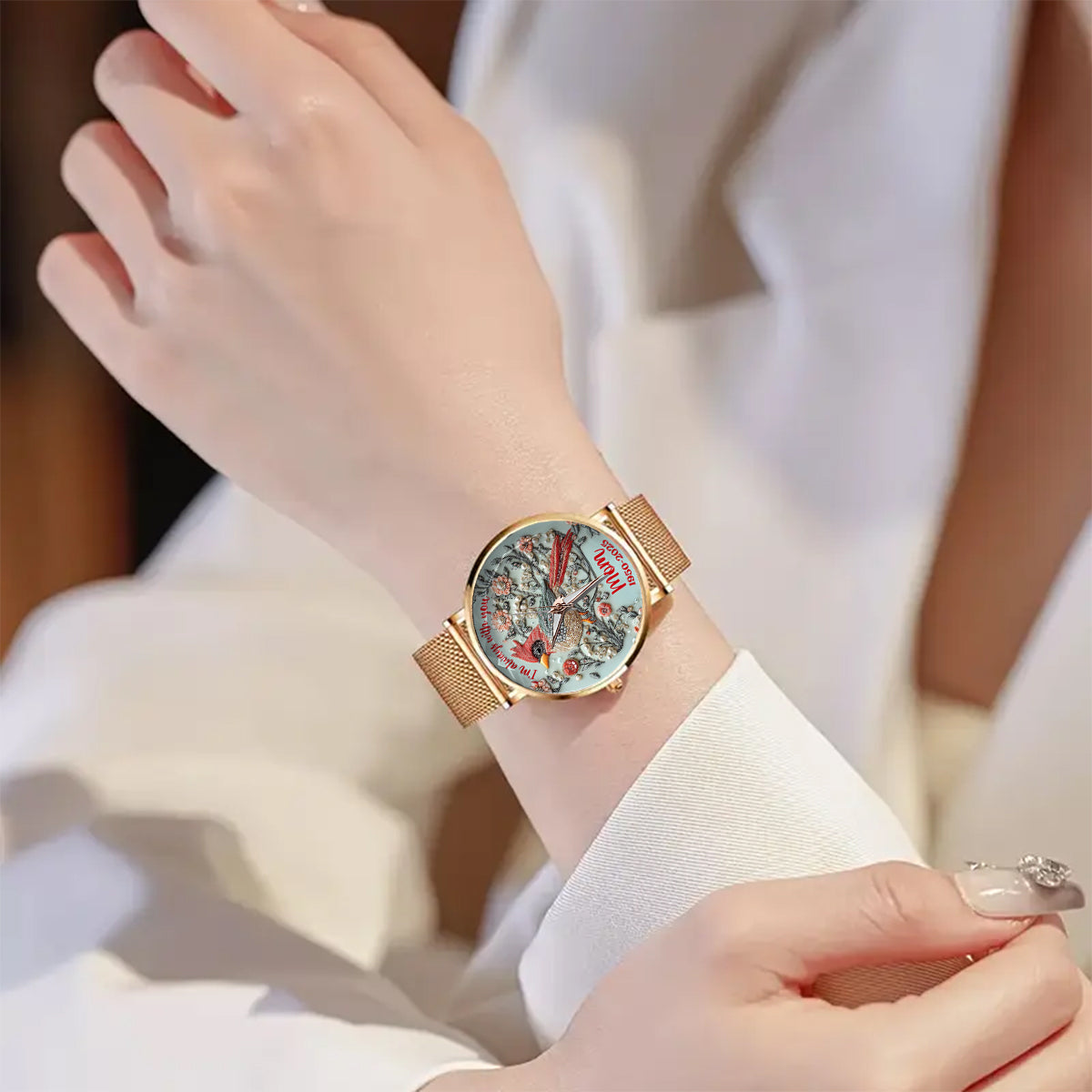 Ich bin immer bei dir – personalisierte Gedenk-Damenhanduhr