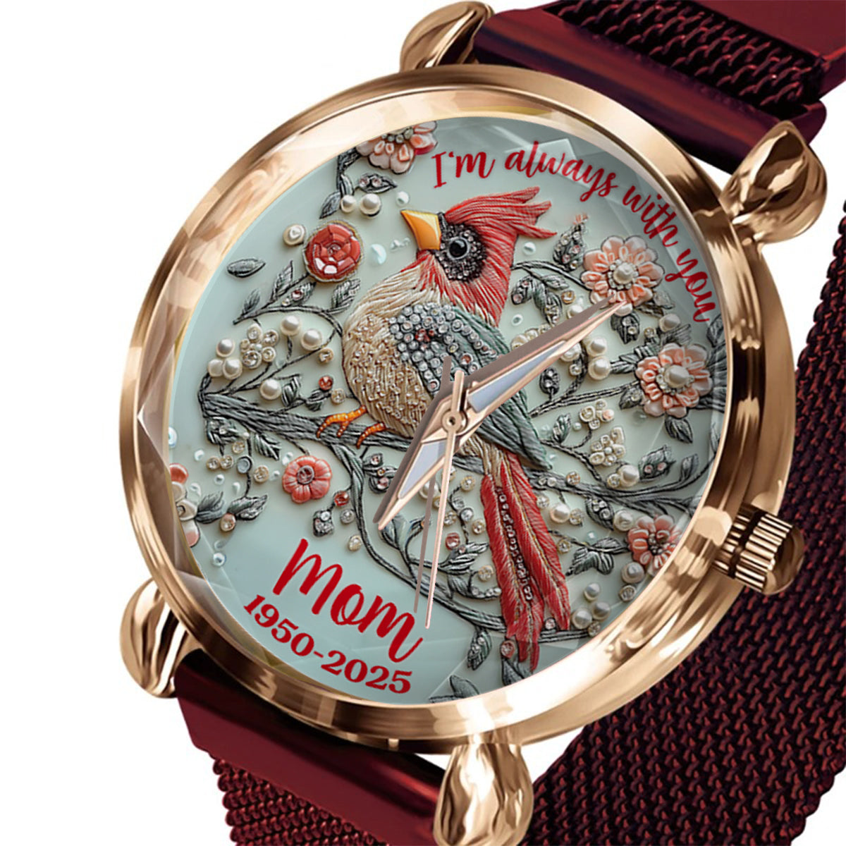 Ich bin immer bei dir – personalisierte Gedenk-Damenhanduhr