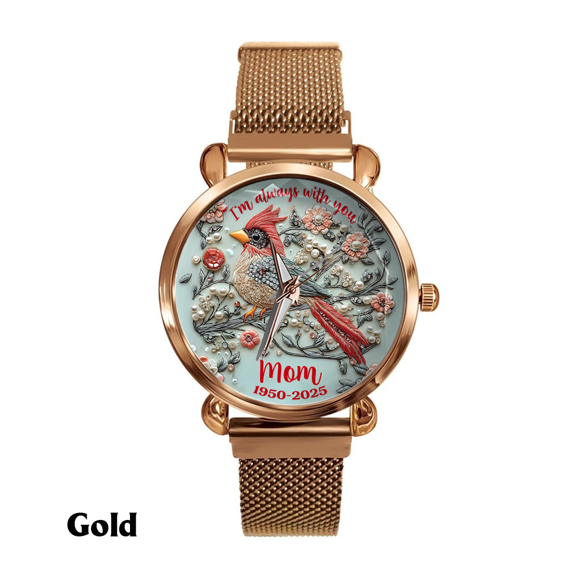 Ich bin immer bei dir – personalisierte Gedenk-Damenhanduhr