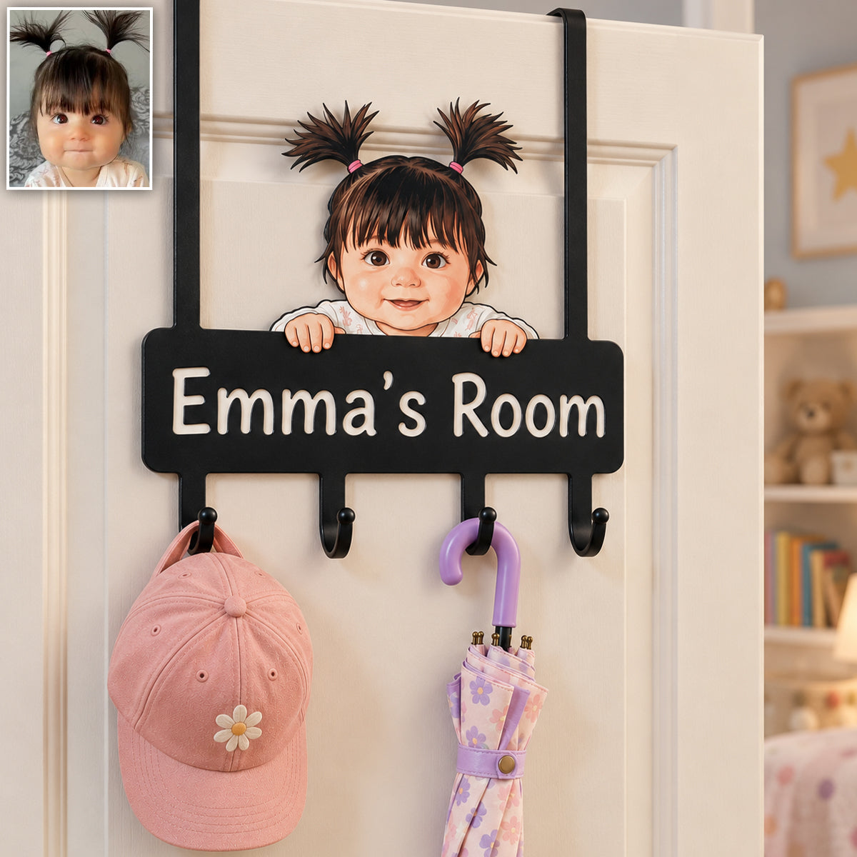 My Happy Place - Personalized Kid Metal Door Hooks