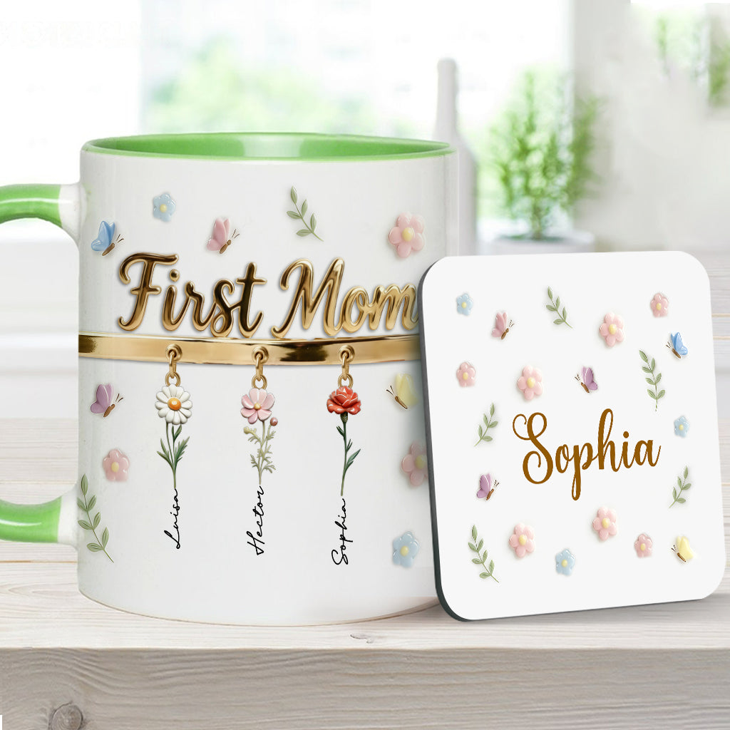 Erst Mama, jetzt Oma – Personalisierte Tasse und Untersetzer mit Oma-Motiv