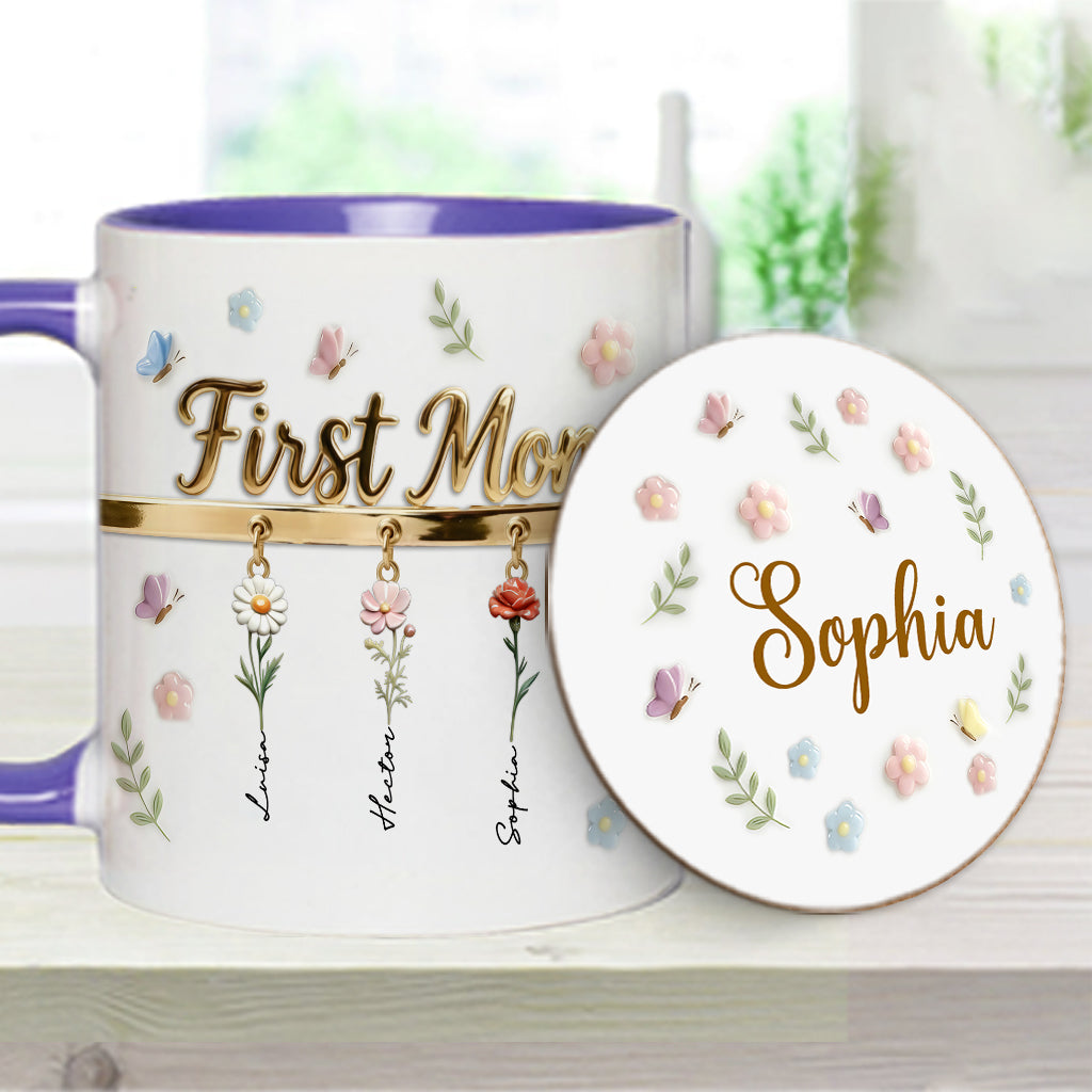 Erst Mama, jetzt Oma – Personalisierte Tasse und Untersetzer mit Oma-Motiv