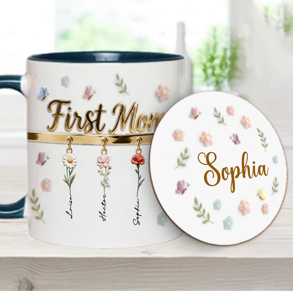 Erst Mama, jetzt Oma – Personalisierte Tasse und Untersetzer mit Oma-Motiv