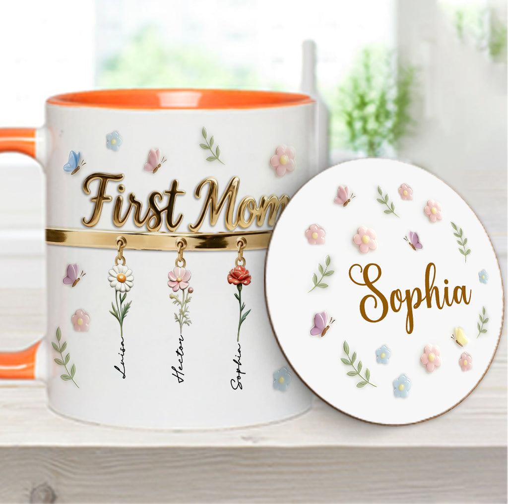Erst Mama, jetzt Oma – Personalisierte Tasse und Untersetzer mit Oma-Motiv
