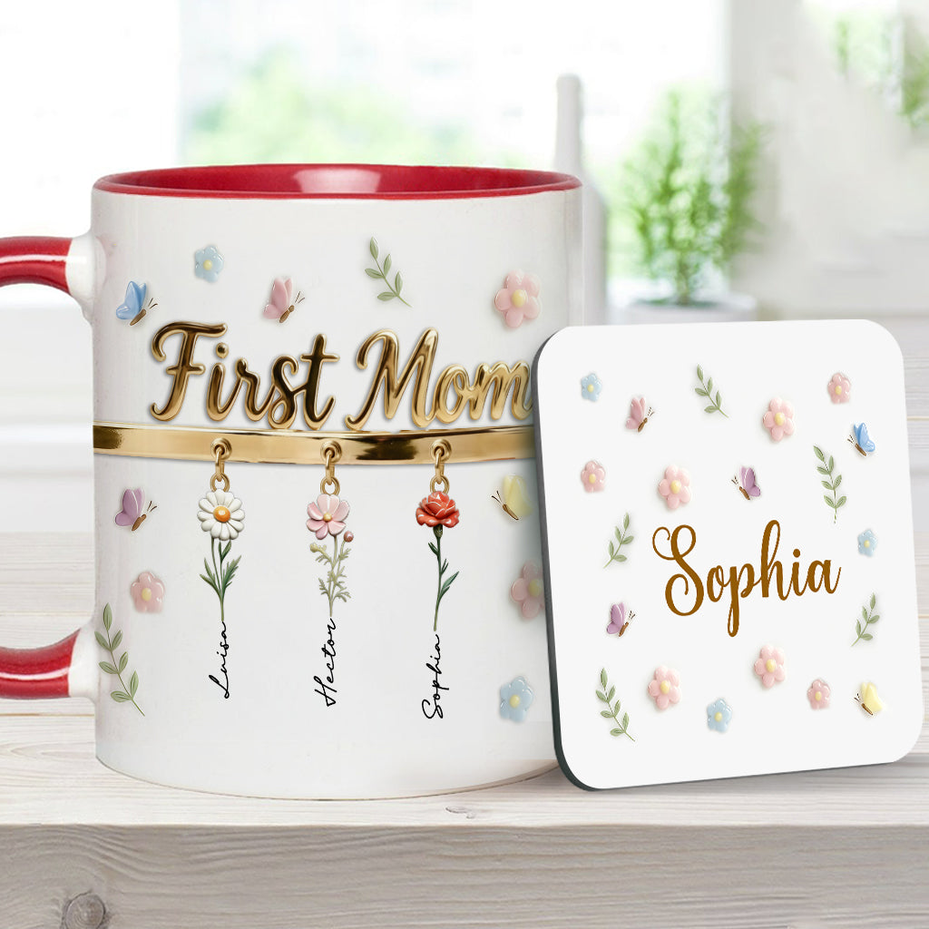 Erst Mama, jetzt Oma – Personalisierte Tasse und Untersetzer mit Oma-Motiv