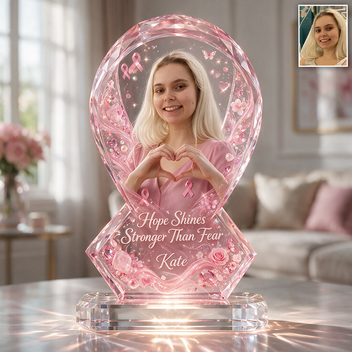 Strong Warriors - Personalized Breast Cancer Awareness Custom Shaped Acrylic Plaque