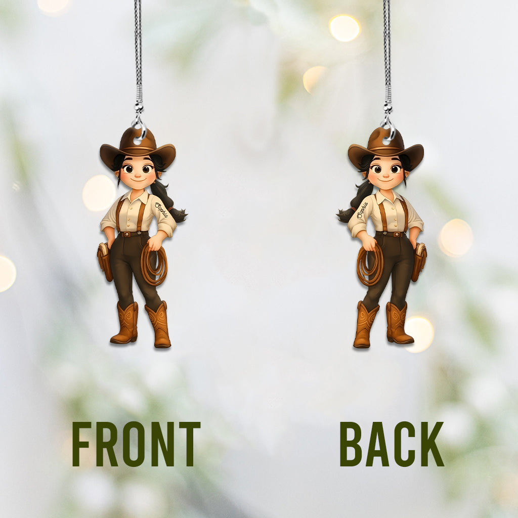 Niedliches Chibi-Cowgirl – Personalisierter Cowgirl-Autoanhänger