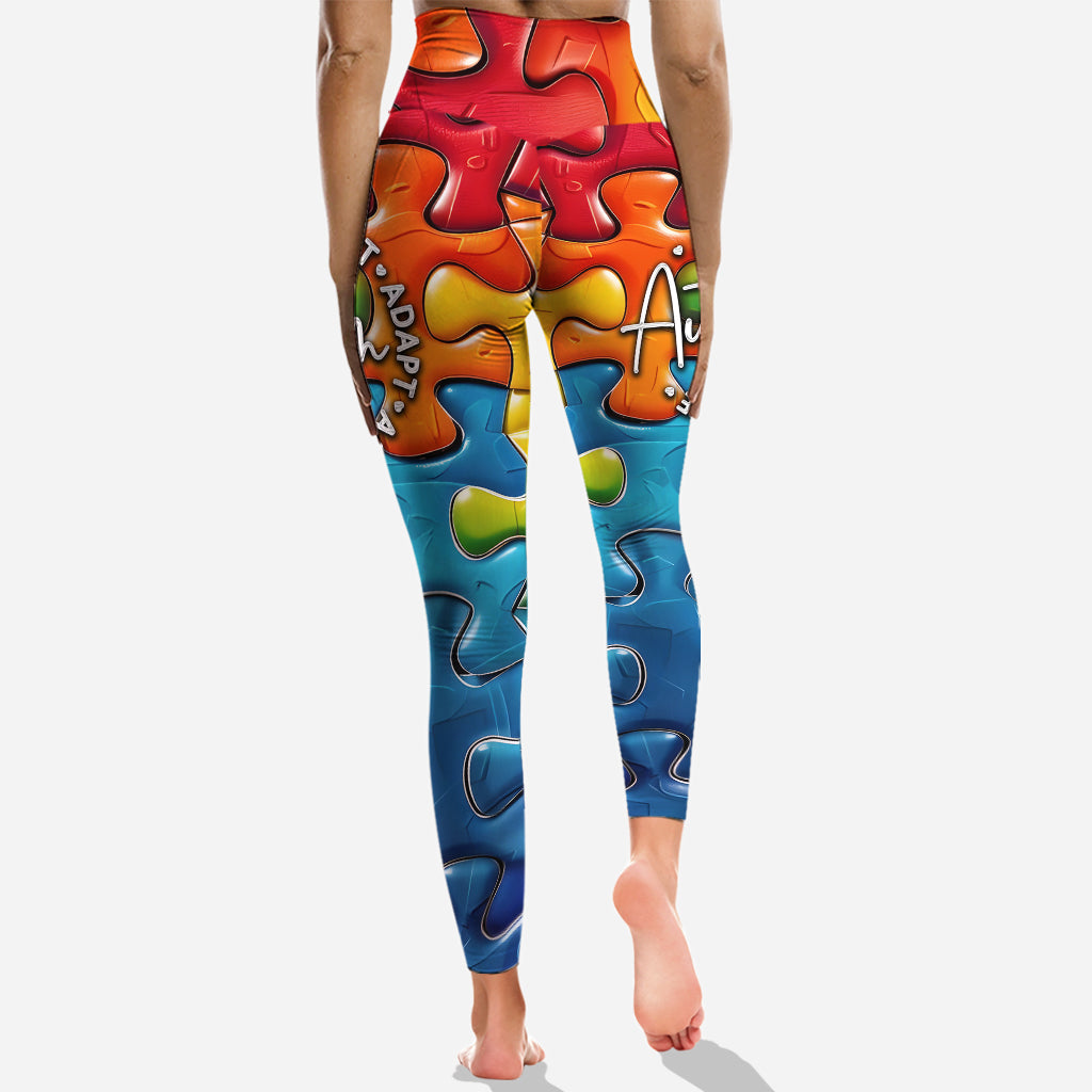 Autism Accept Adapt Advocate - Personalized Autism Awareness Hoodie and Leggings