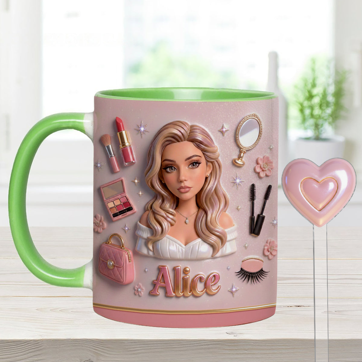 Liebe Make-up, Make-up-Artist – Personalisierter Make-up-Set-Becher mit Acryl-Rührstäbchen