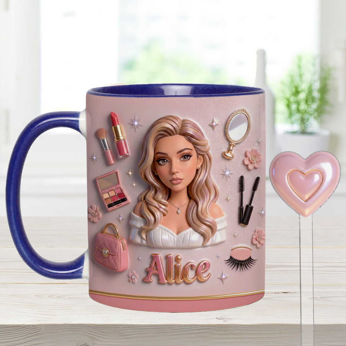 Liebe Make-up, Make-up-Artist – Personalisierter Make-up-Set-Becher mit Acryl-Rührstäbchen