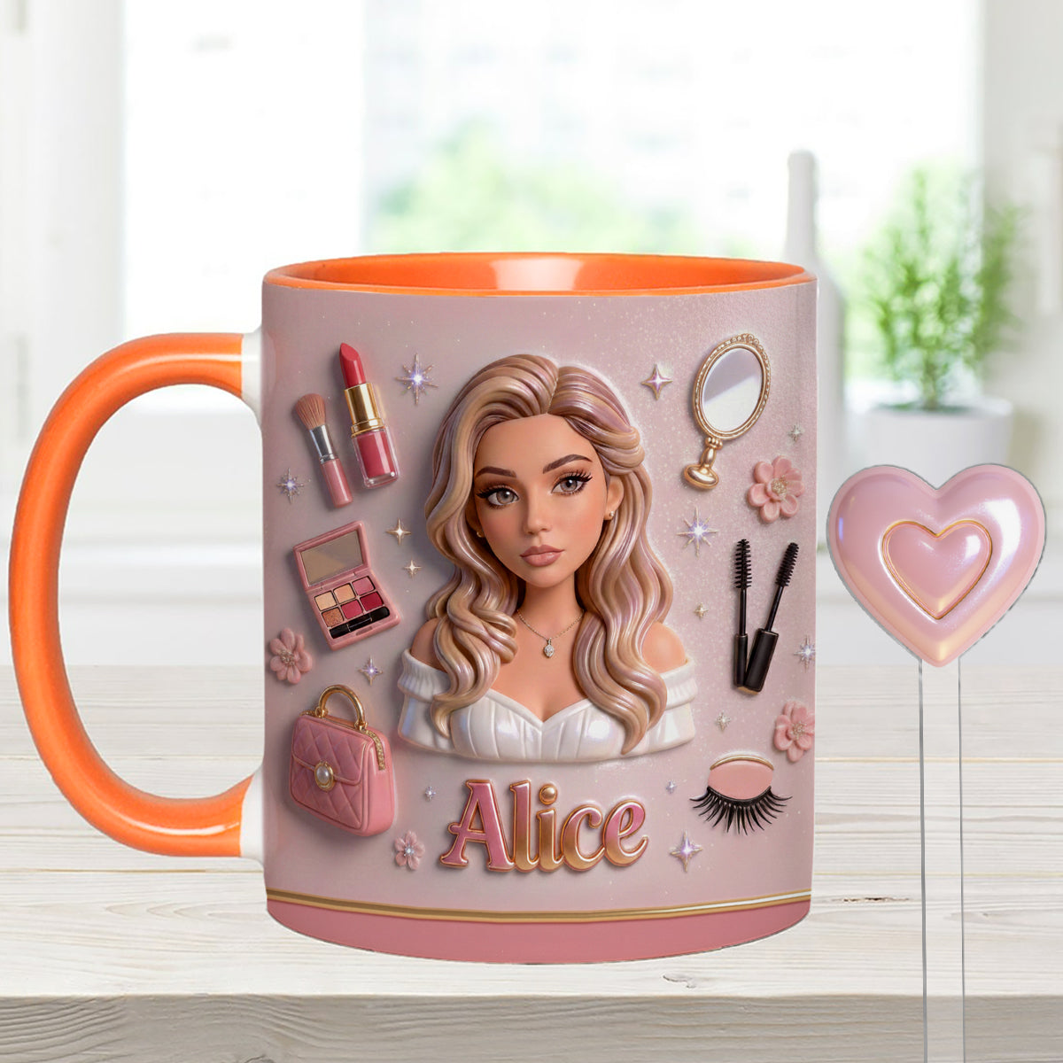 Liebe Make-up, Make-up-Artist – Personalisierter Make-up-Set-Becher mit Acryl-Rührstäbchen