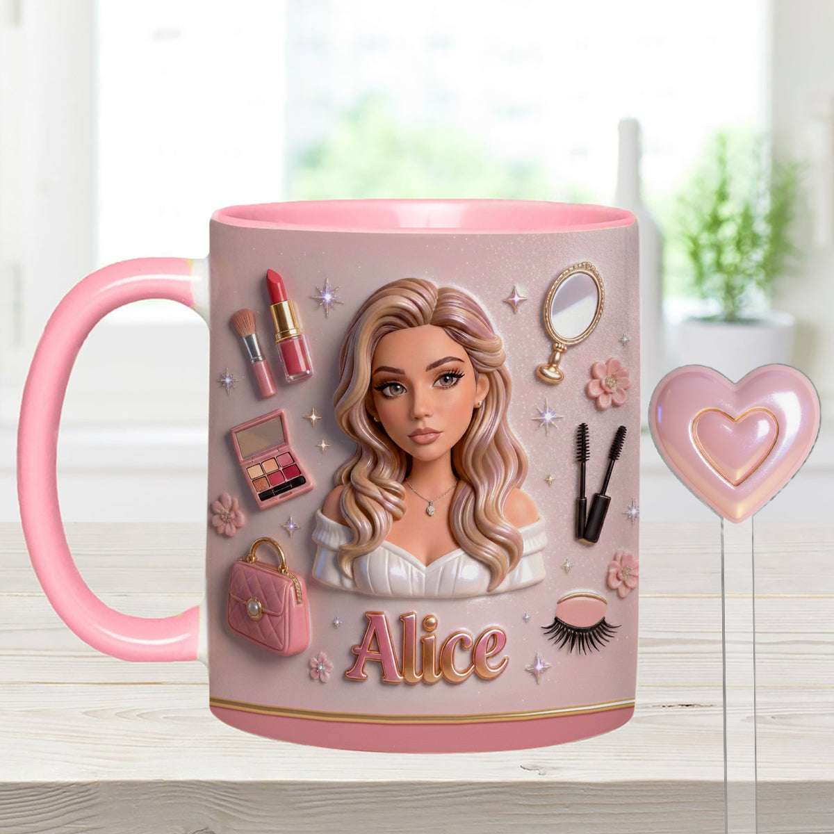 Liebe Make-up, Make-up-Artist – Personalisierter Make-up-Set-Becher mit Acryl-Rührstäbchen