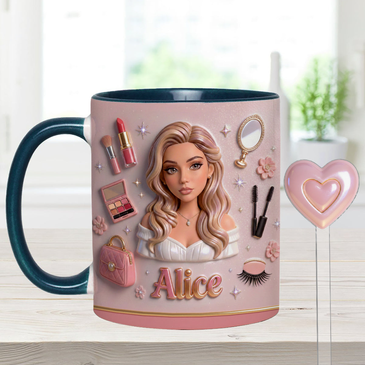 Liebe Make-up, Make-up-Artist – Personalisierter Make-up-Set-Becher mit Acryl-Rührstäbchen