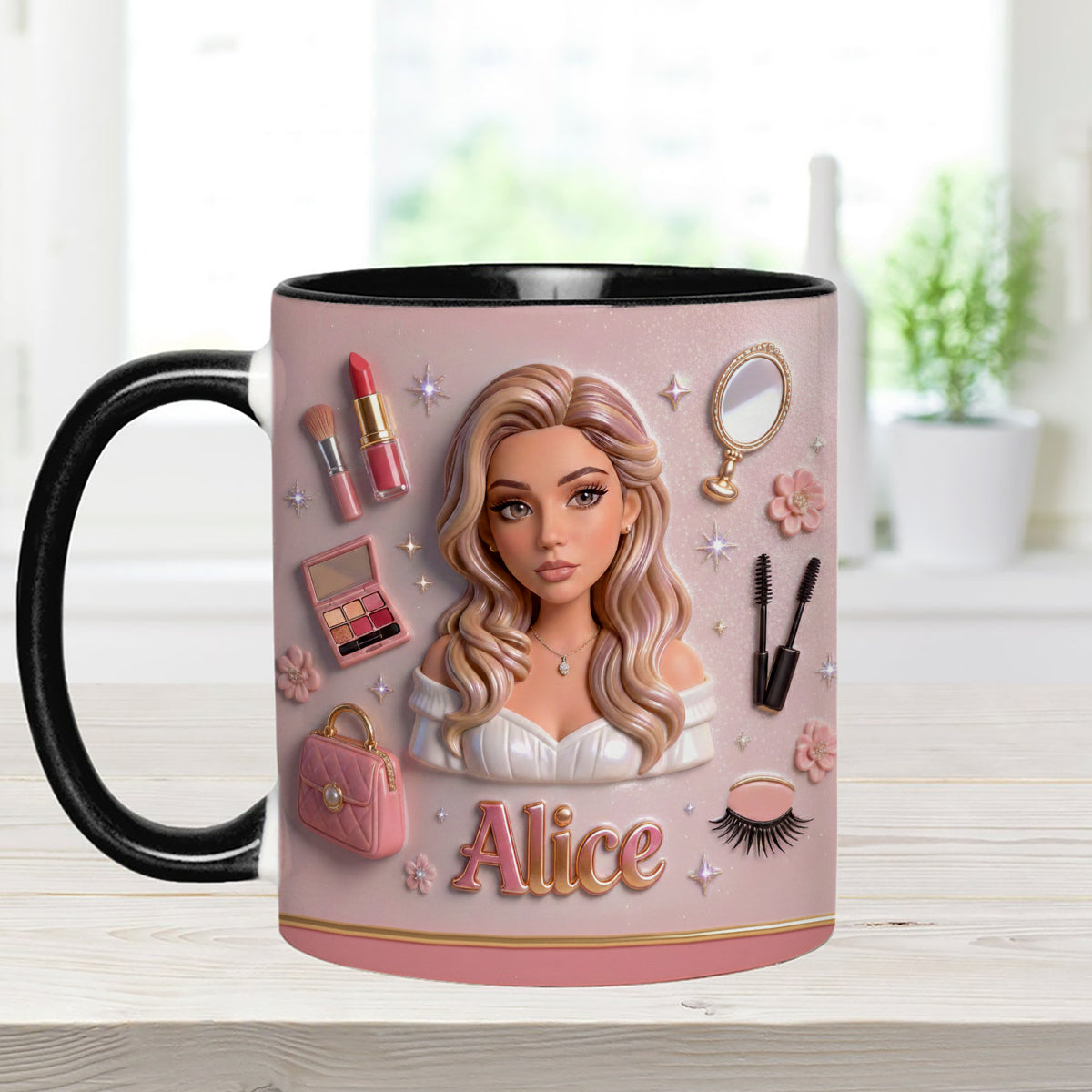 Liebe Make-up, Make-up-Artist – Personalisierter Make-up-Set-Becher mit Acryl-Rührstäbchen