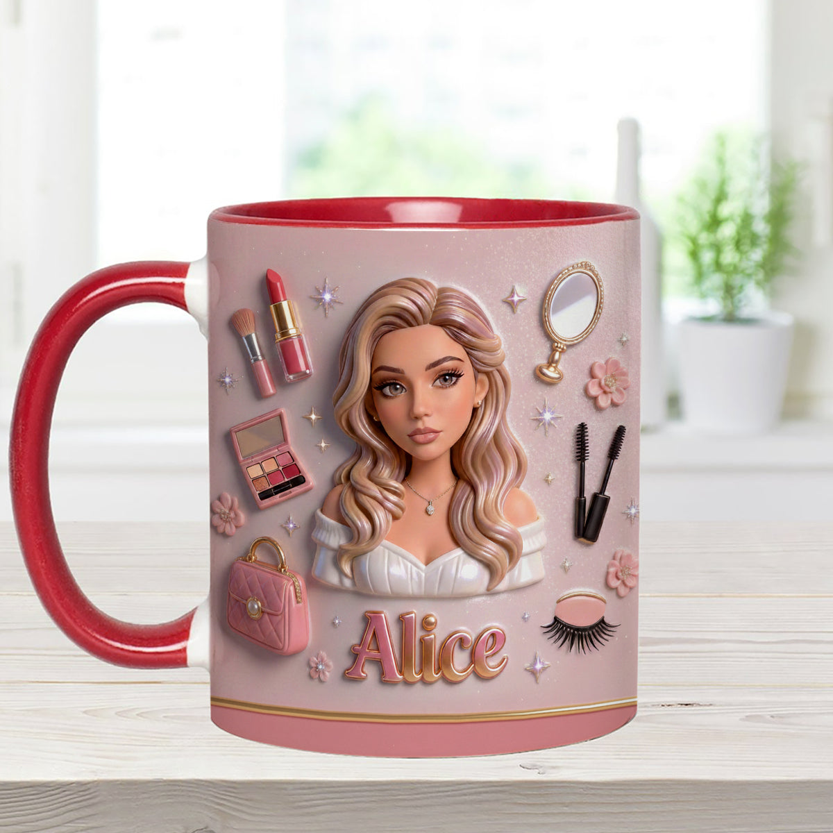 Liebe Make-up, Make-up-Artist – Personalisierter Make-up-Set-Becher mit Acryl-Rührstäbchen