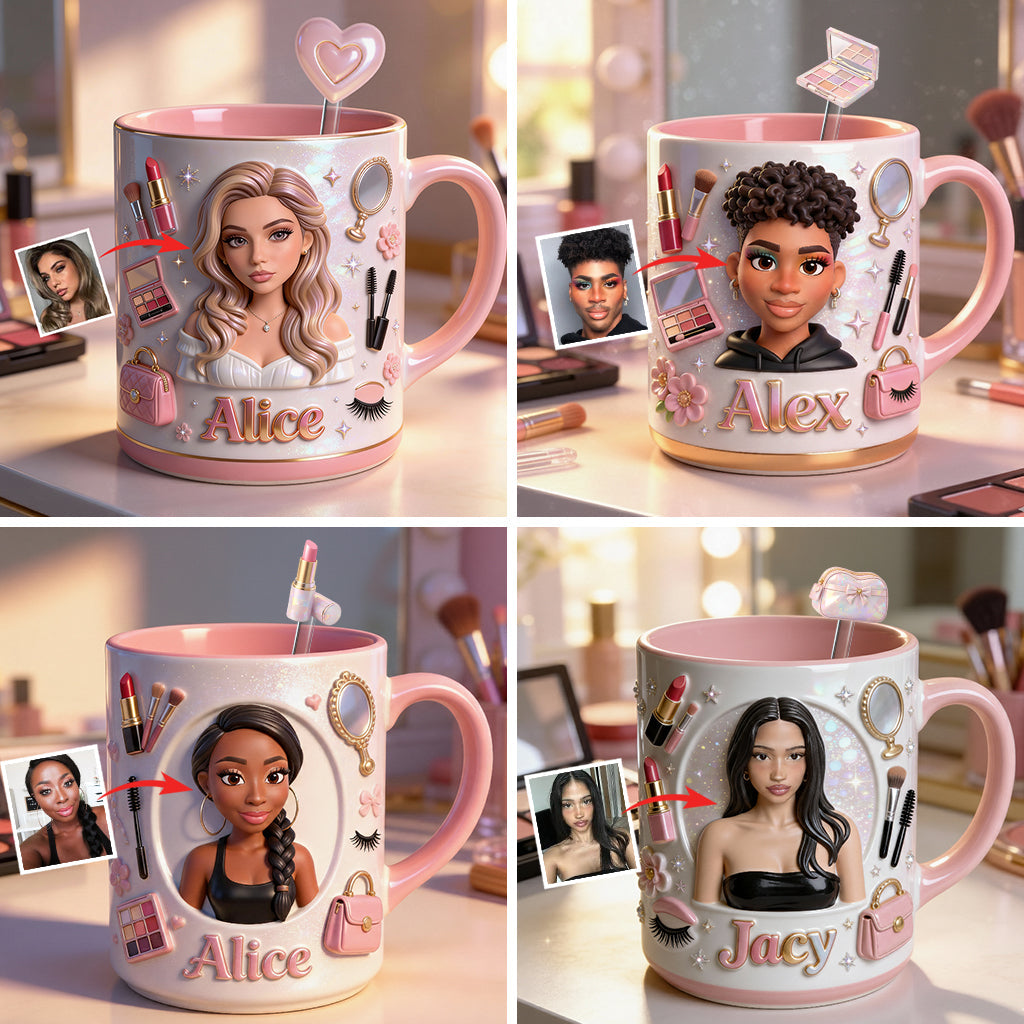 Liebe Make-up, Make-up-Artist – Personalisierter Make-up-Set-Becher mit Acryl-Rührstäbchen