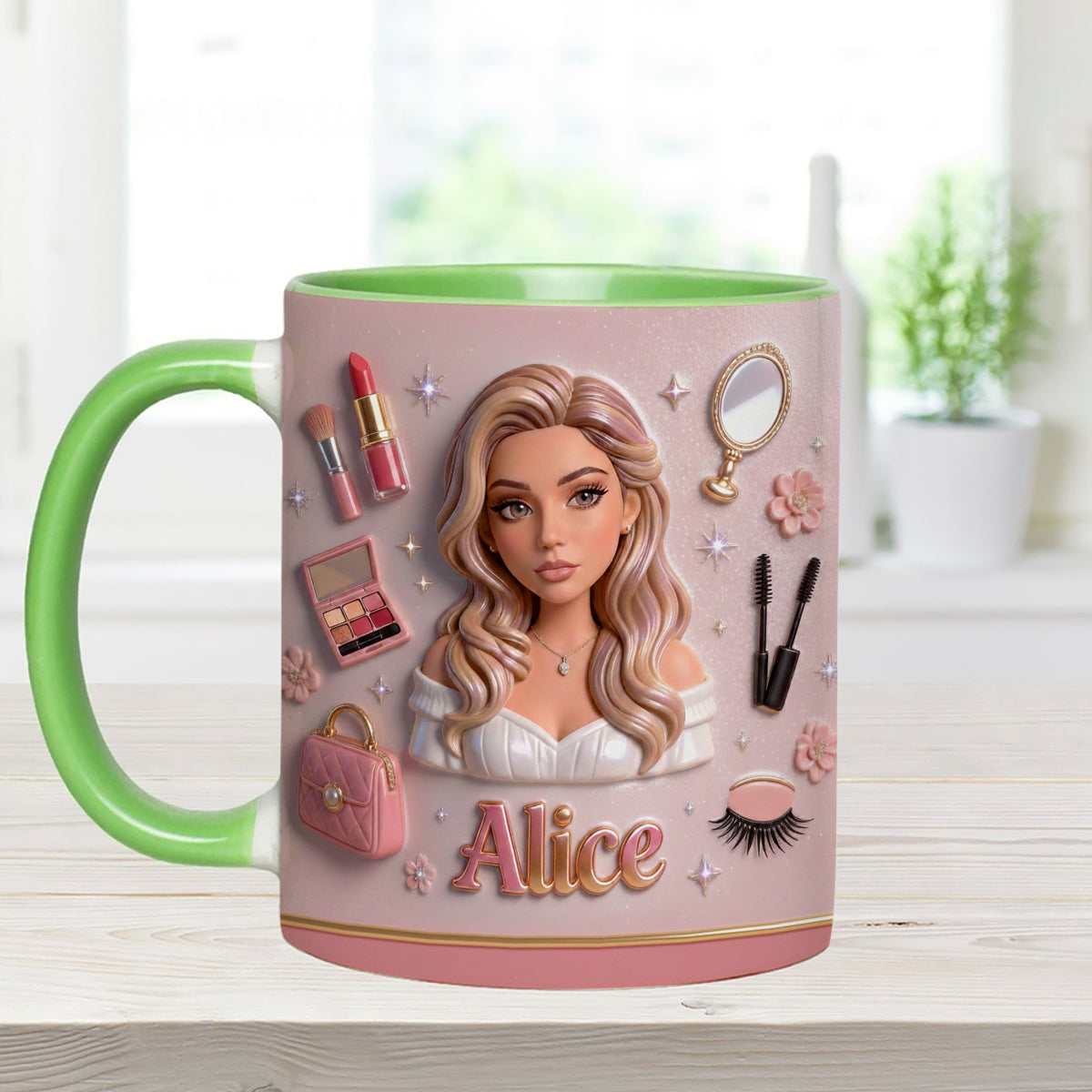 Liebe Make-up, Make-up-Artist – Personalisierter Make-up-Set-Becher mit Acryl-Rührstäbchen
