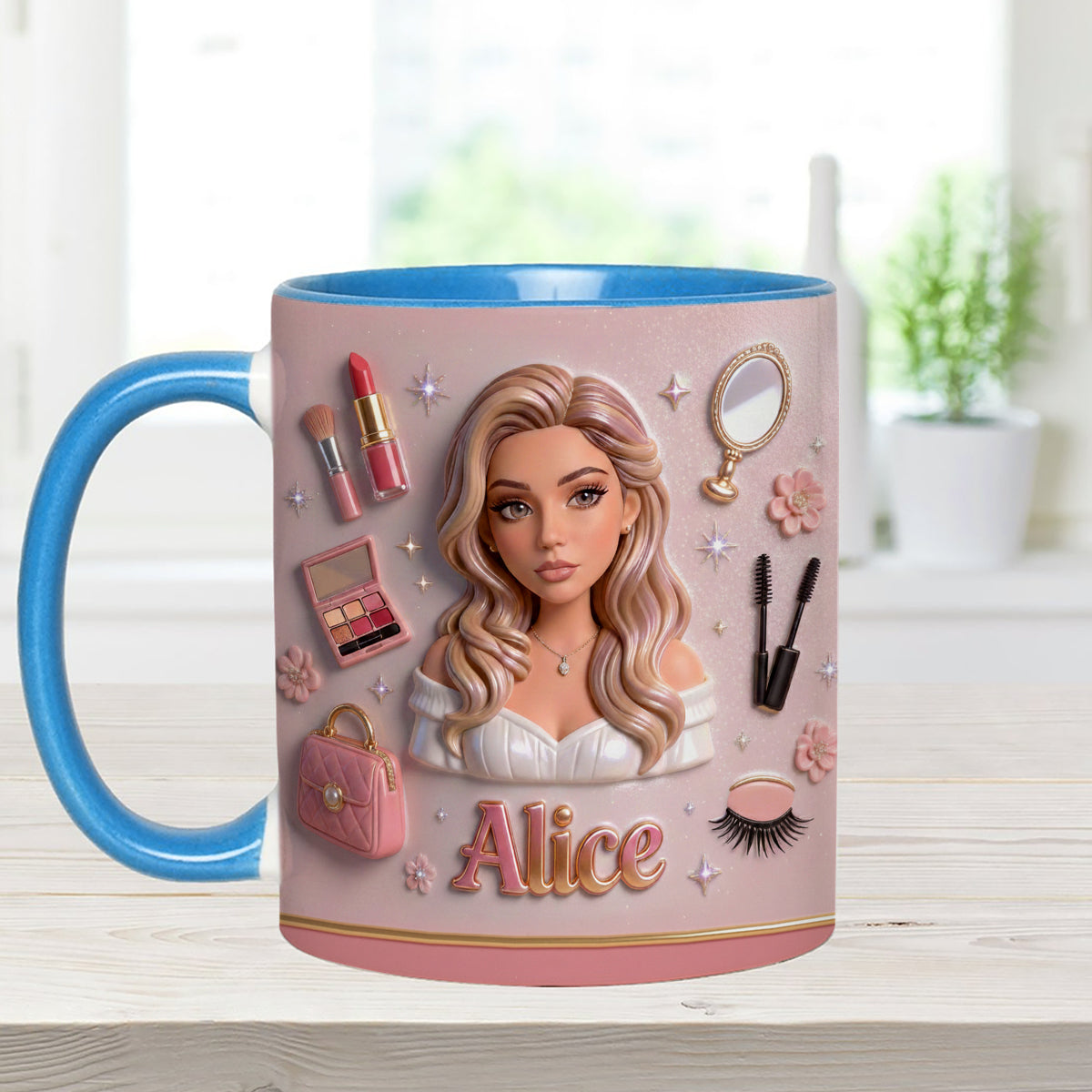 Liebe Make-up, Make-up-Artist – Personalisierter Make-up-Set-Becher mit Acryl-Rührstäbchen