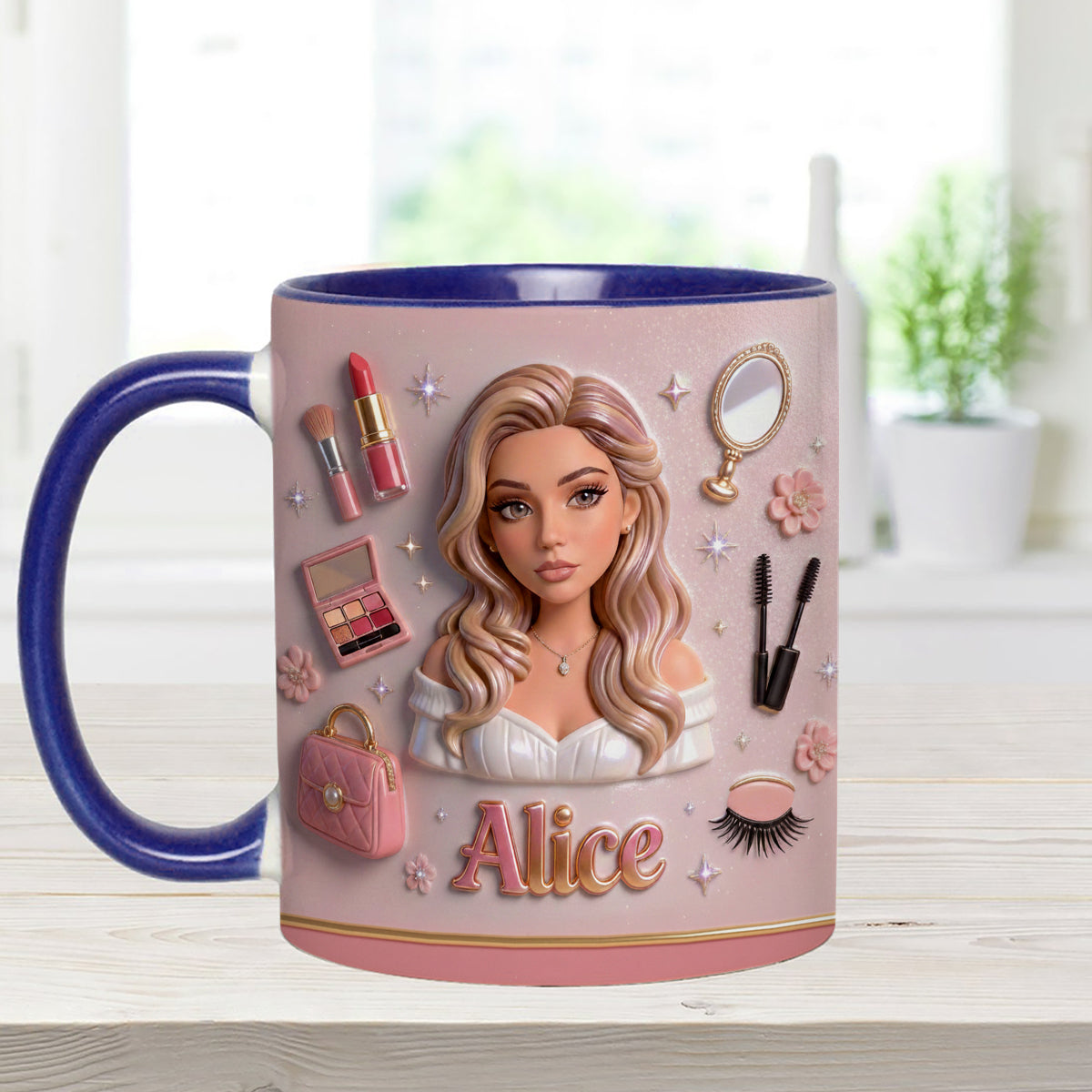Liebe Make-up, Make-up-Artist – Personalisierter Make-up-Set-Becher mit Acryl-Rührstäbchen
