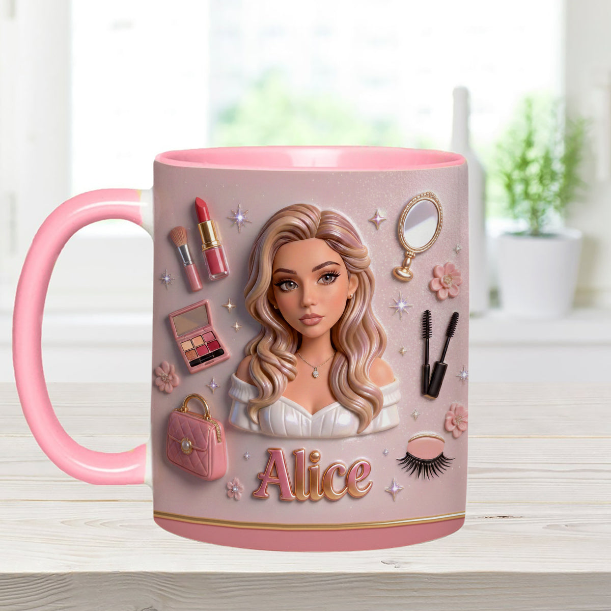 Liebe Make-up, Make-up-Artist – Personalisierter Make-up-Set-Becher mit Acryl-Rührstäbchen
