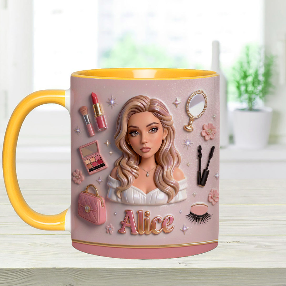 Liebe Make-up, Make-up-Artist – Personalisierter Make-up-Set-Becher mit Acryl-Rührstäbchen