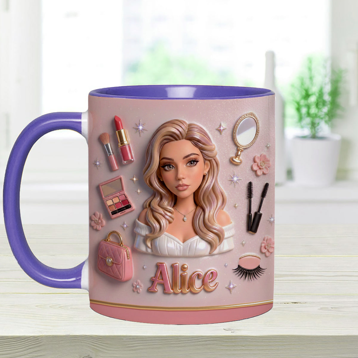 Liebe Make-up, Make-up-Artist – Personalisierter Make-up-Set-Becher mit Acryl-Rührstäbchen