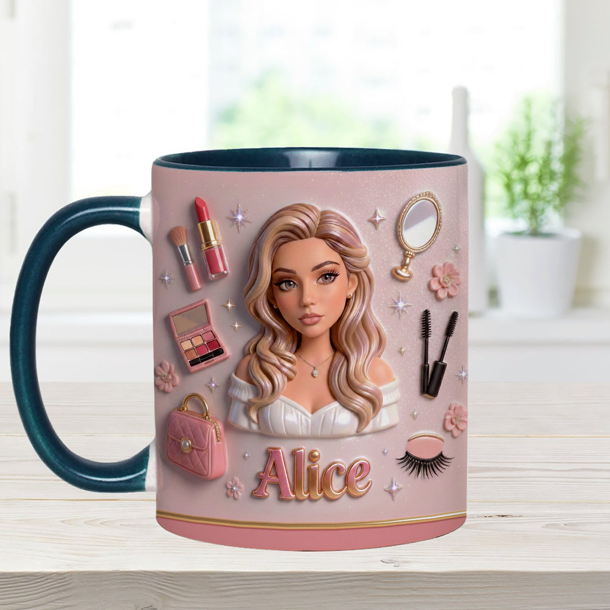 Liebe Make-up, Make-up-Artist – Personalisierter Make-up-Set-Becher mit Acryl-Rührstäbchen