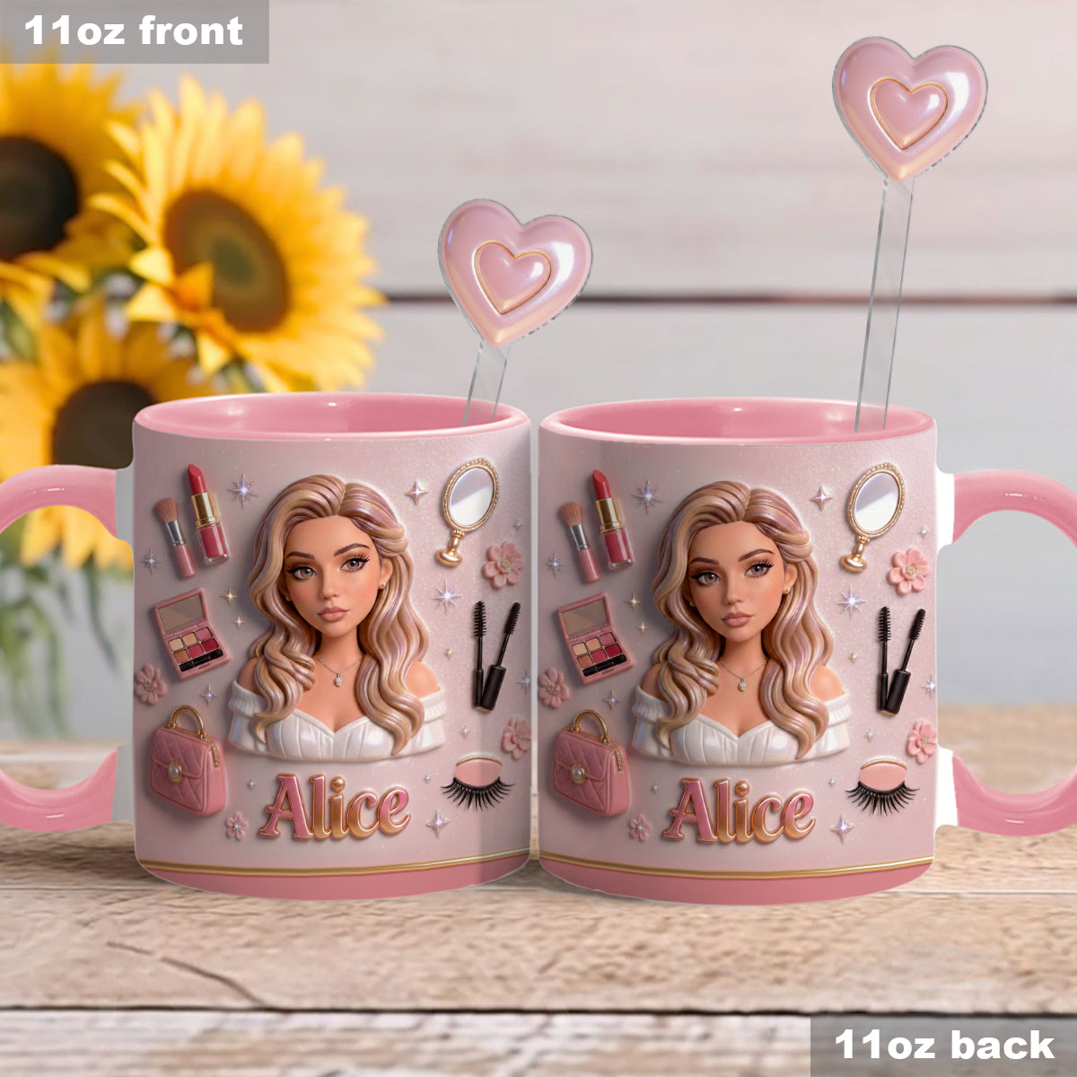 Liebe Make-up, Make-up-Artist – Personalisierter Make-up-Set-Becher mit Acryl-Rührstäbchen