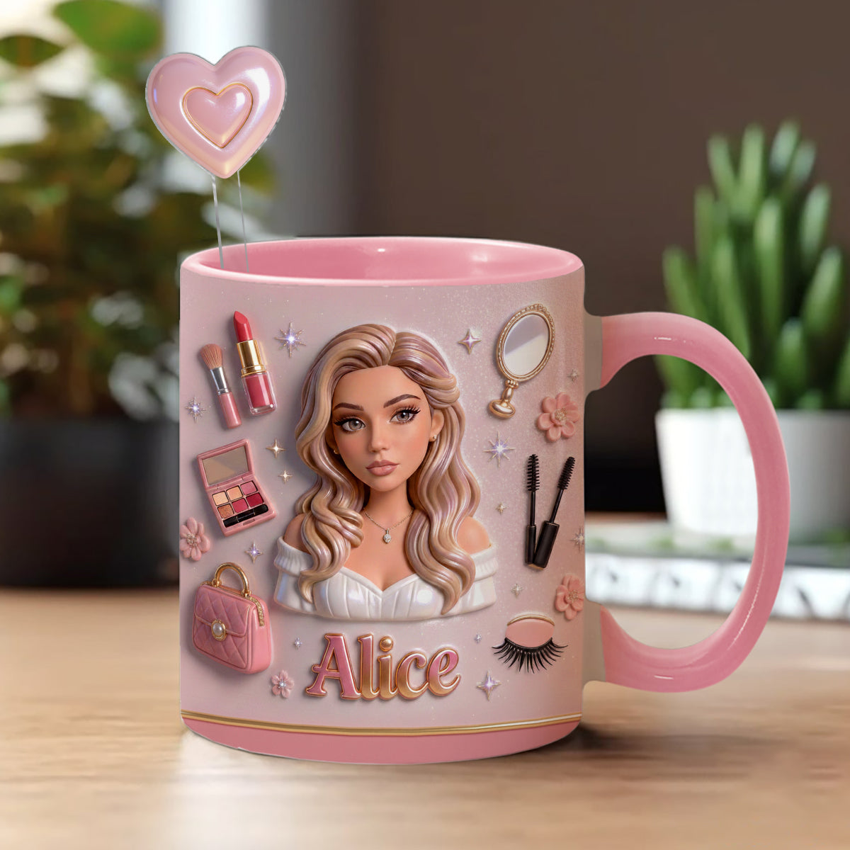 Liebe Make-up, Make-up-Artist – Personalisierter Make-up-Set-Becher mit Acryl-Rührstäbchen