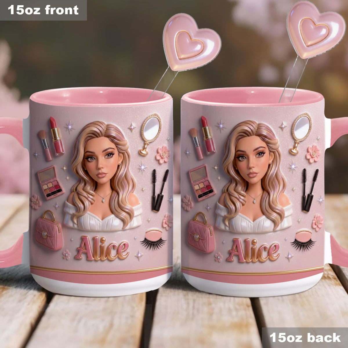 Liebe Make-up, Make-up-Artist – Personalisierter Make-up-Set-Becher mit Acryl-Rührstäbchen
