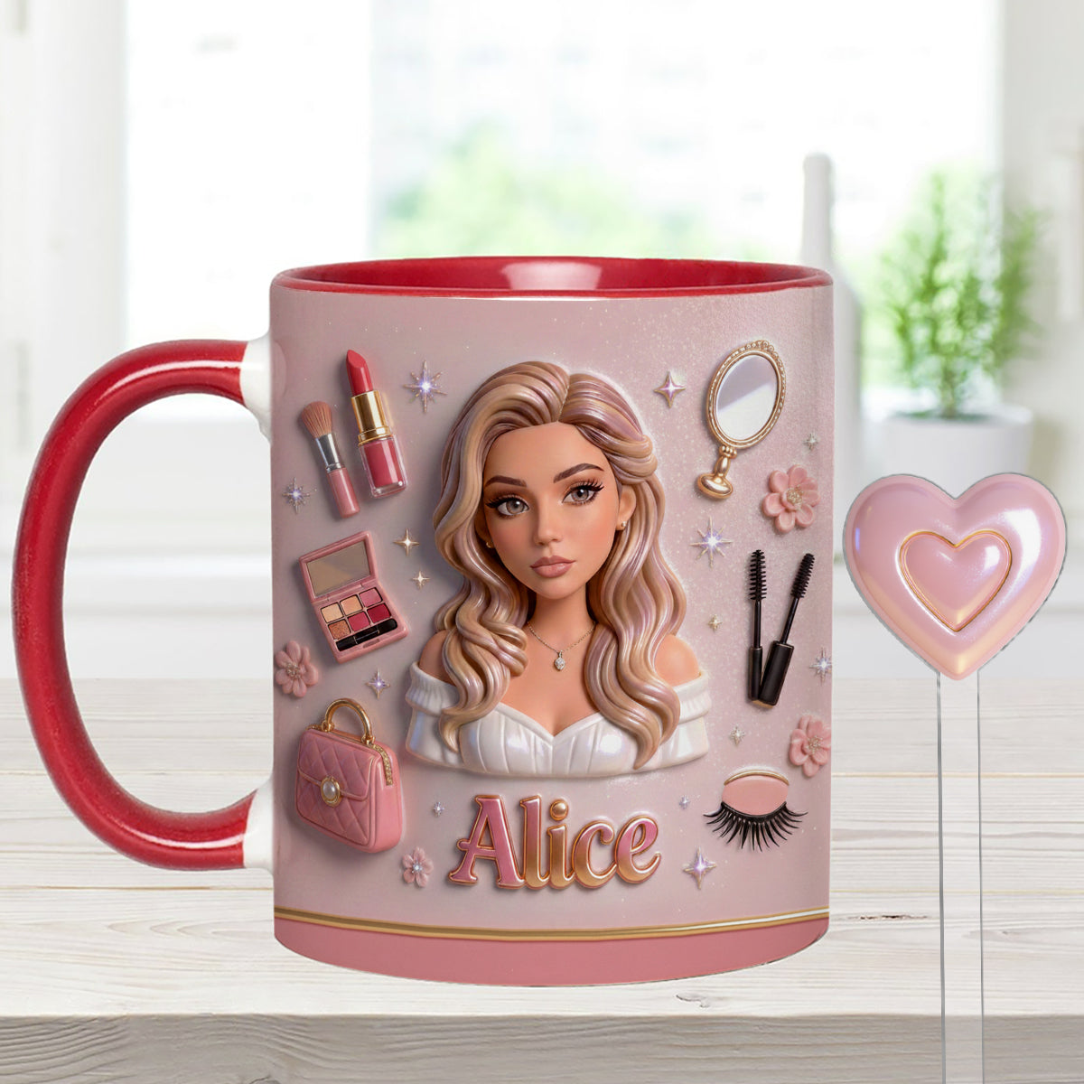 Liebe Make-up, Make-up-Artist – Personalisierter Make-up-Set-Becher mit Acryl-Rührstäbchen