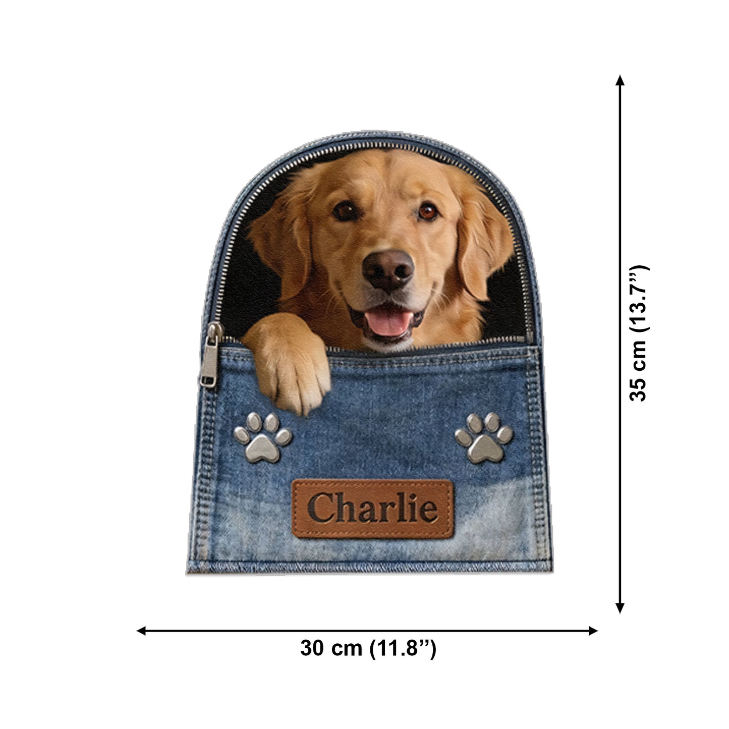 Personalisierter Denim-Hunderrucksack - Verstellbarer Lederpatch-Rucksack