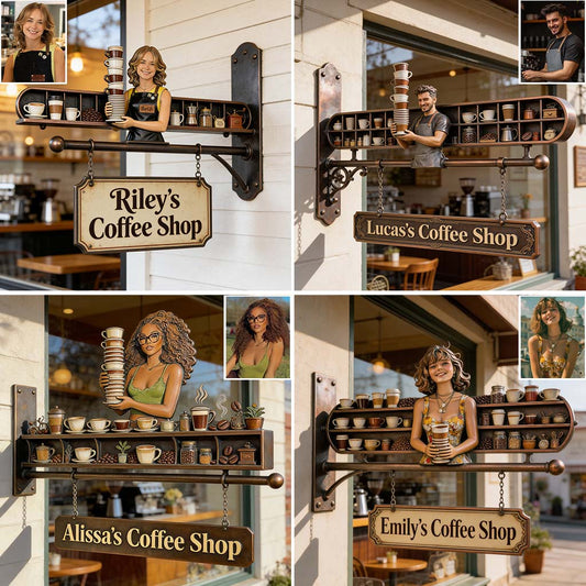 Mein Kaffeehaus - Personalisierte Holz-Wandmontageschild