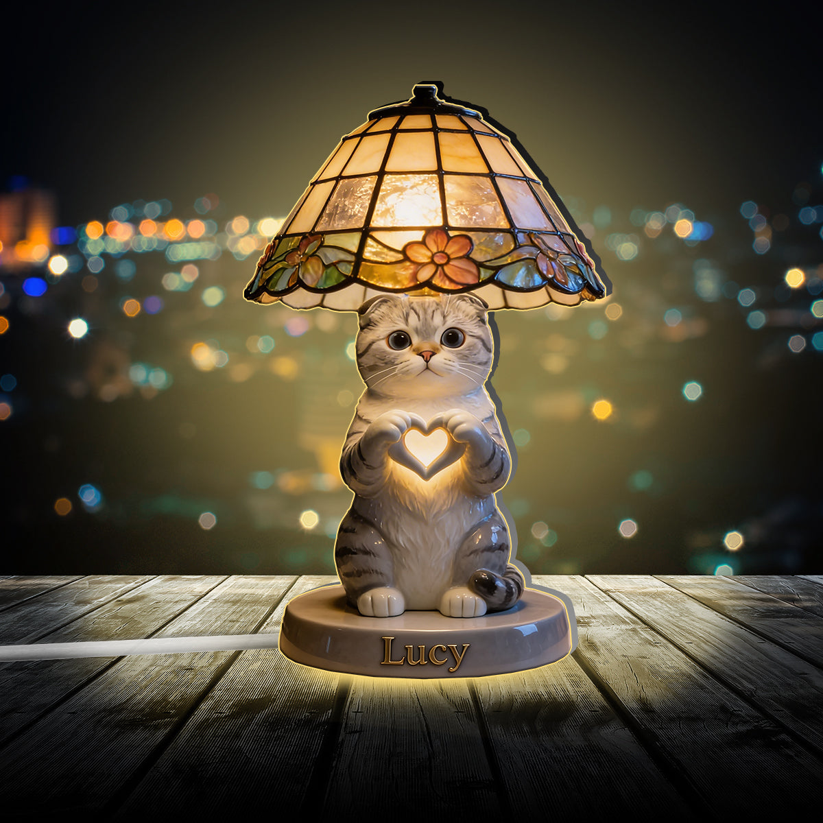 Custom Any Photo - Love My Pet - Personalized Cat Acrylic LED Night Light