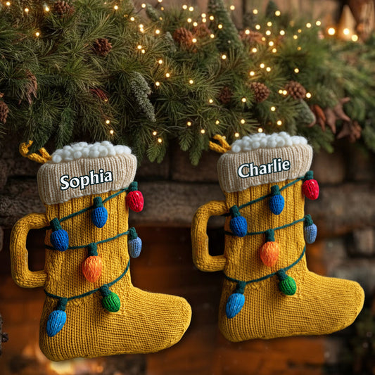 Funny Christmas Gift For Beer Lovers - Personalized Beer Shaped Christmas Stocking