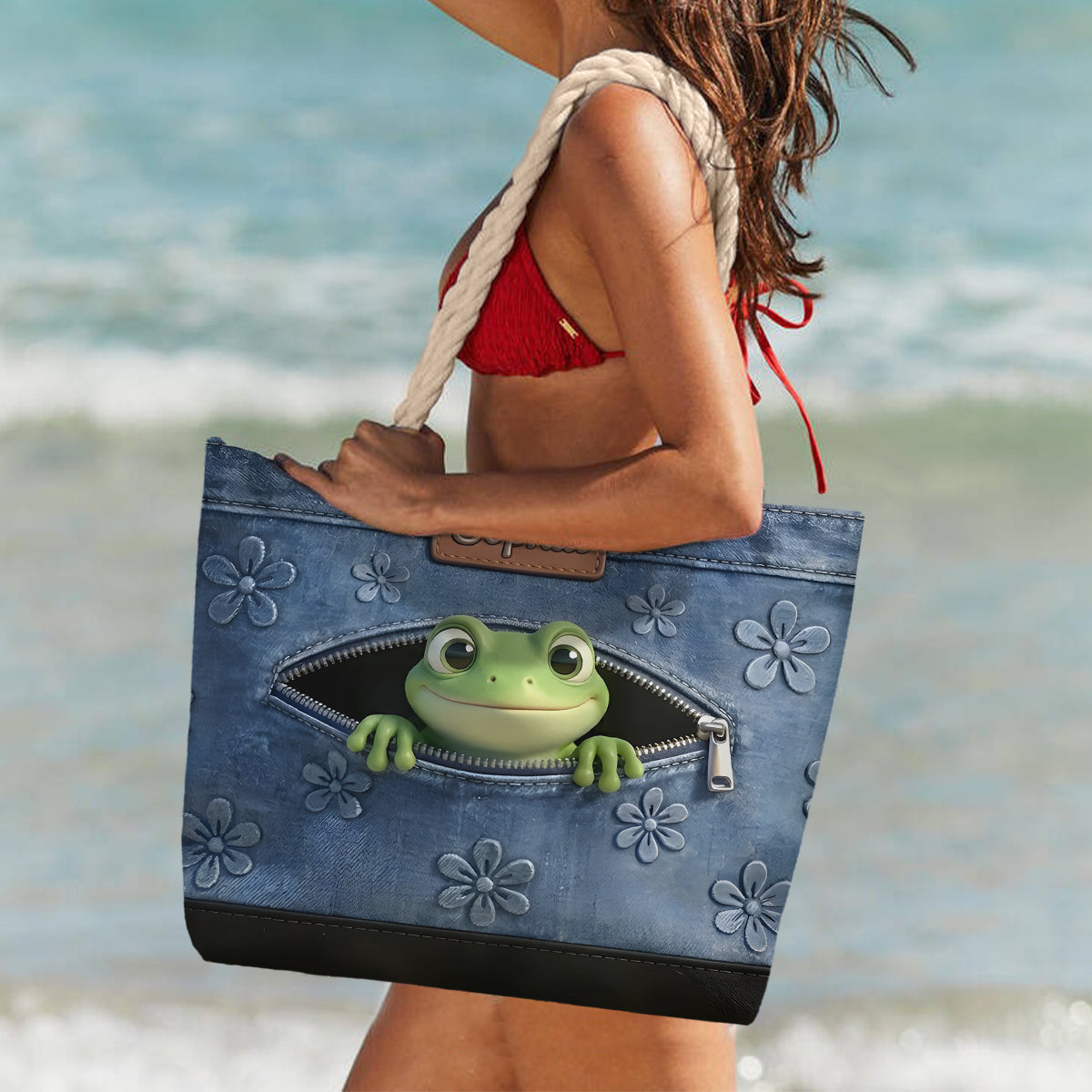 Liebe Frösche - Personalisierte Frosch Strandtasche