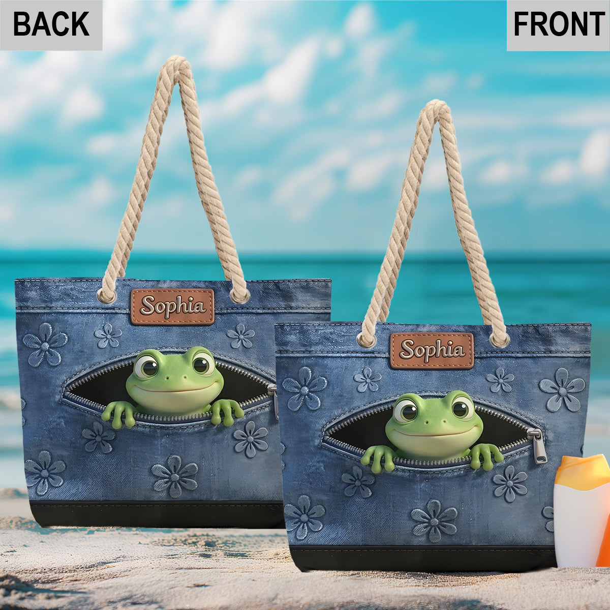 Liebe Frösche - Personalisierte Frosch Strandtasche