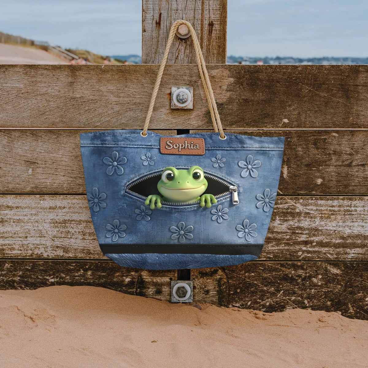Liebe Frösche - Personalisierte Frosch Strandtasche