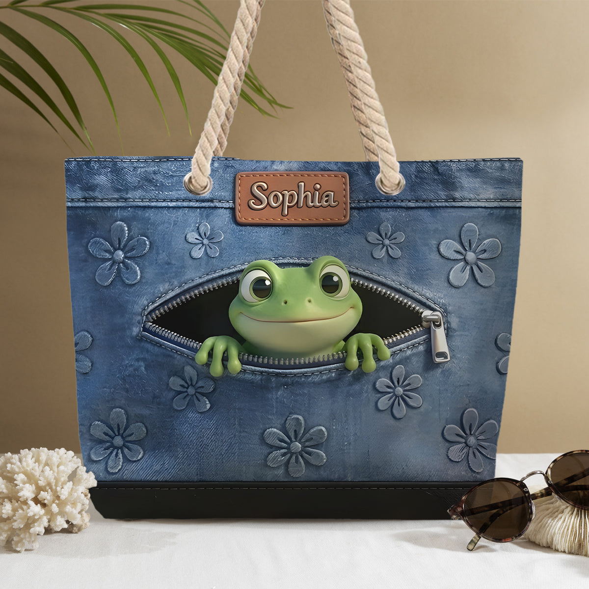 Liebe Frösche - Personalisierte Frosch Strandtasche