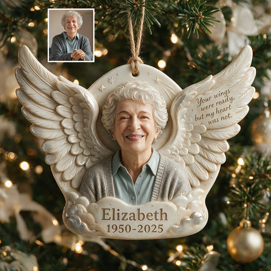 Deine Flügel waren bereit, aber mein Herz war es nicht - Personalisierte Gedenk Premium 3D Ornament