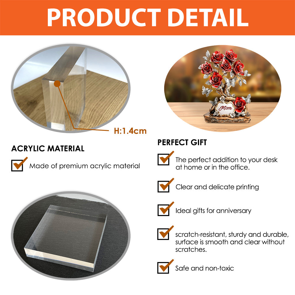 Weihnachtsgeschenk mit Blumenmuster für Mama, Oma – personalisierte Acrylplakette in individueller Form