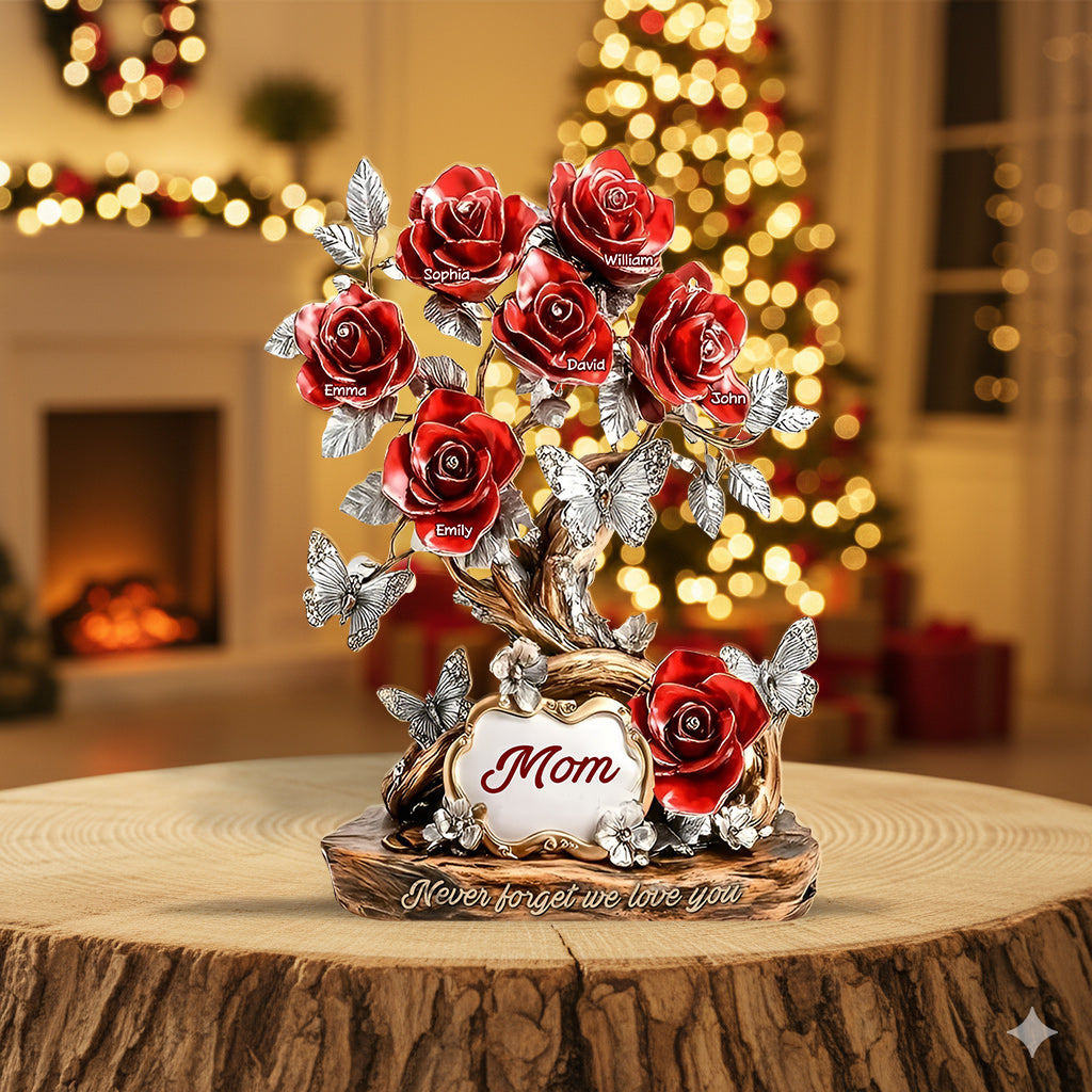 Weihnachtsgeschenk mit Blumenmuster für Mama, Oma – personalisierte Acrylplakette in individueller Form