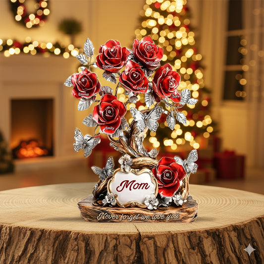 Weihnachtsgeschenk mit Blumenmuster für Mama, Oma – personalisierte Acrylplakette in individueller Form